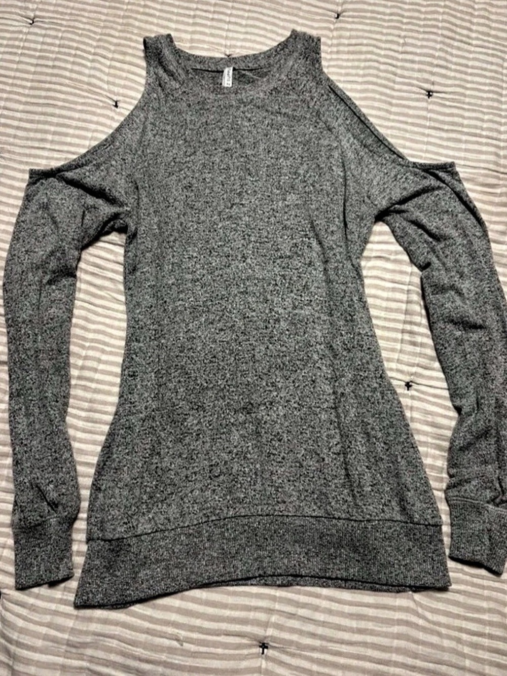 Z Supply The Marled Cold Shoulder Pullover Gray Small